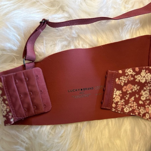 Lucky Brand Burgundy Floral Under Wire Padded Bra Sz-40C. V8 - Picture 10 of 12